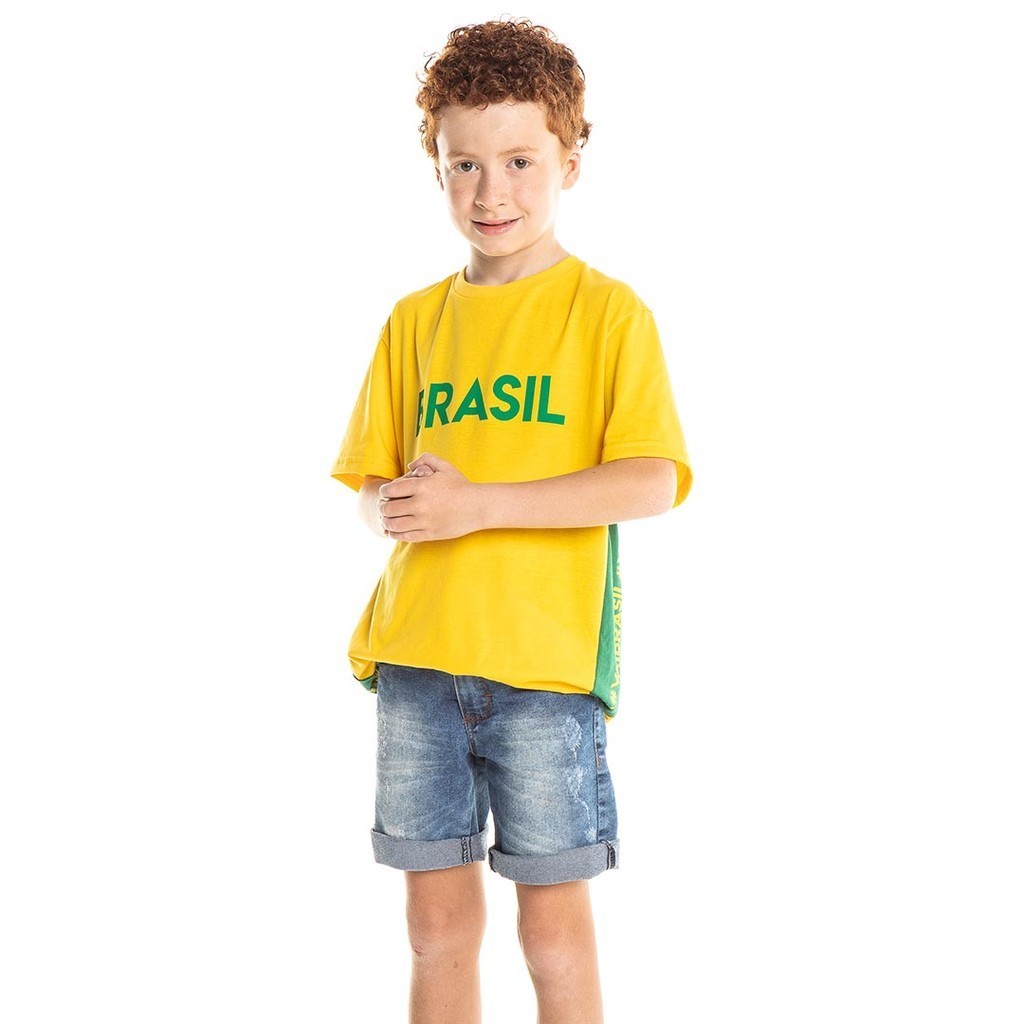 Camiseta Brasil Infantil Copa do Mundo Manga Curta SBA Futebol