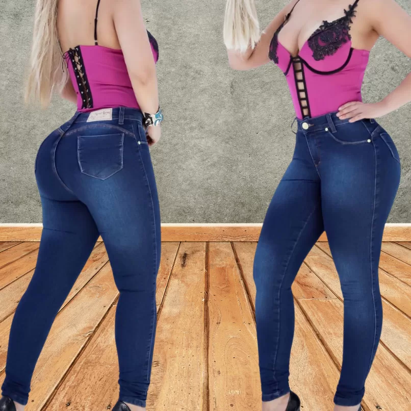 Calça Jeans Feminina Skinny New Love Basic Elastano Cintura Alta Efeito Levanta Bumbum