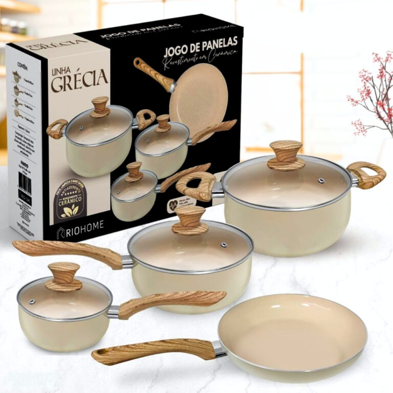 Jogo de Panelas Kit 4 Pçs Antiaderente Cerâmica 