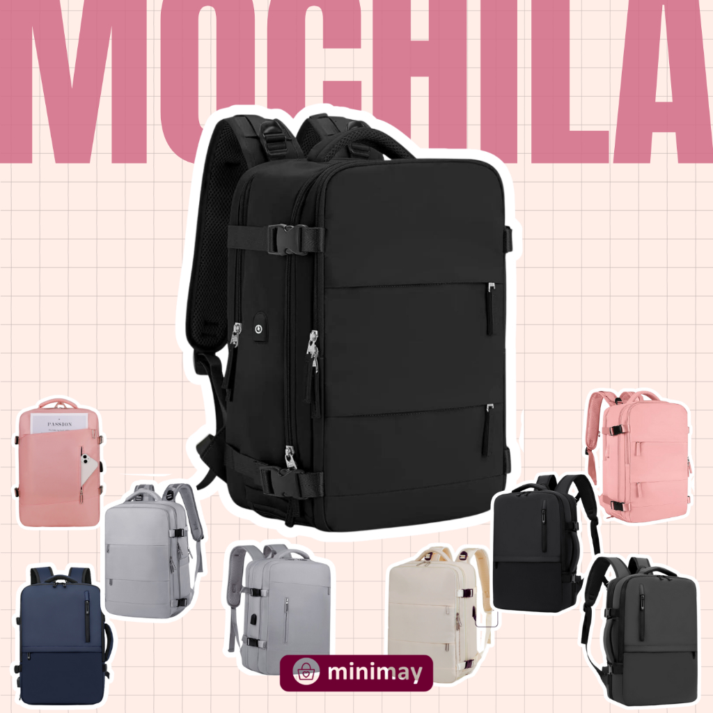 MINIMAY – Mochila de Viagem USB Masculina e Feminina Impermeável Mochila para Notebook ORIGINAL