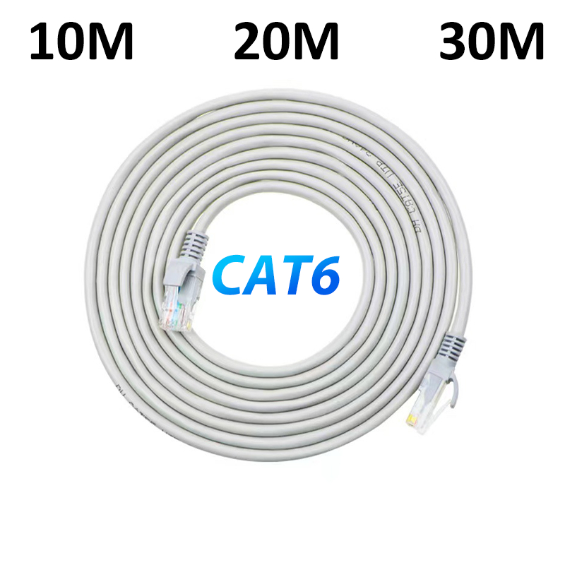 Cabo de Rede RJ45 Cat6 Alta Velocidade para Internet – Disponível em 10M 20M 30M (Interno/Externo)
