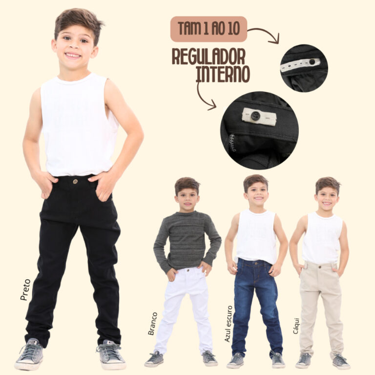 Calça Infantil Jeans Menino Regulador Interno Lyc