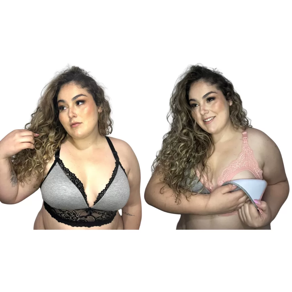 Kit 2 Sutiã de Amamentação PLUS SIZE com Bojo e Renda Reforçado Feminino Gestante Pós Parto Sutian S