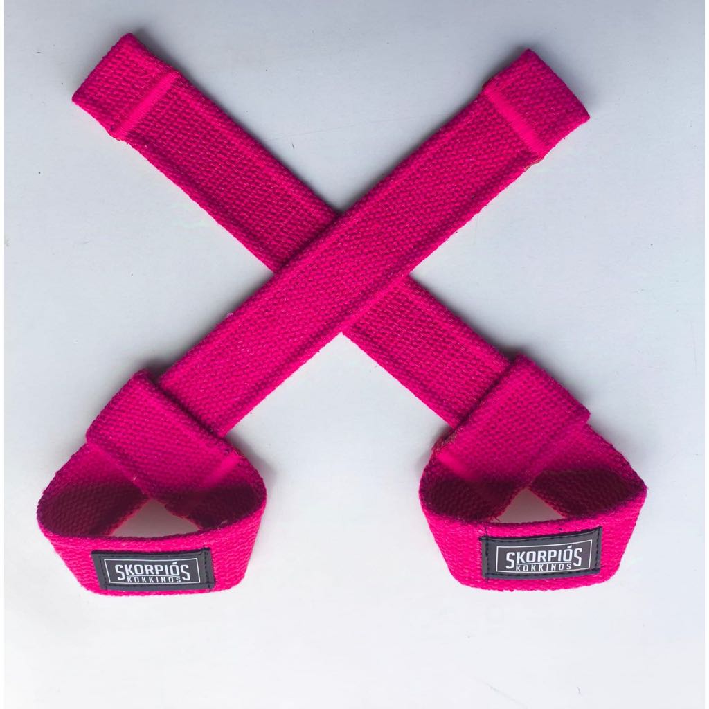 Par Straps 100% algodão PINK para academia, cross fit e musculação.