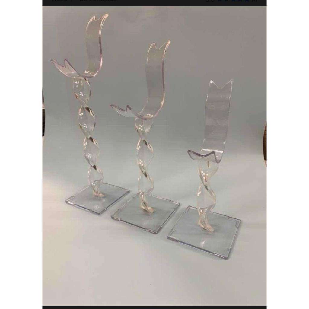 Expositor pedestal torcido acrílico para sapato/tênis