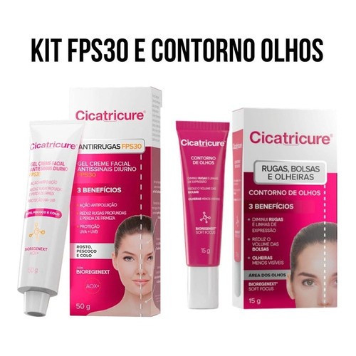 Kit Cicatricure Antirrugas Creme Diurno FPS30 + Co