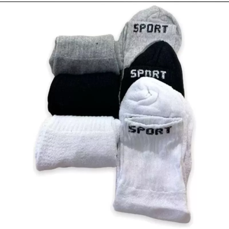 Meias Masculina Cano Alto Sport 100% Algodão Kit com 12 Pares