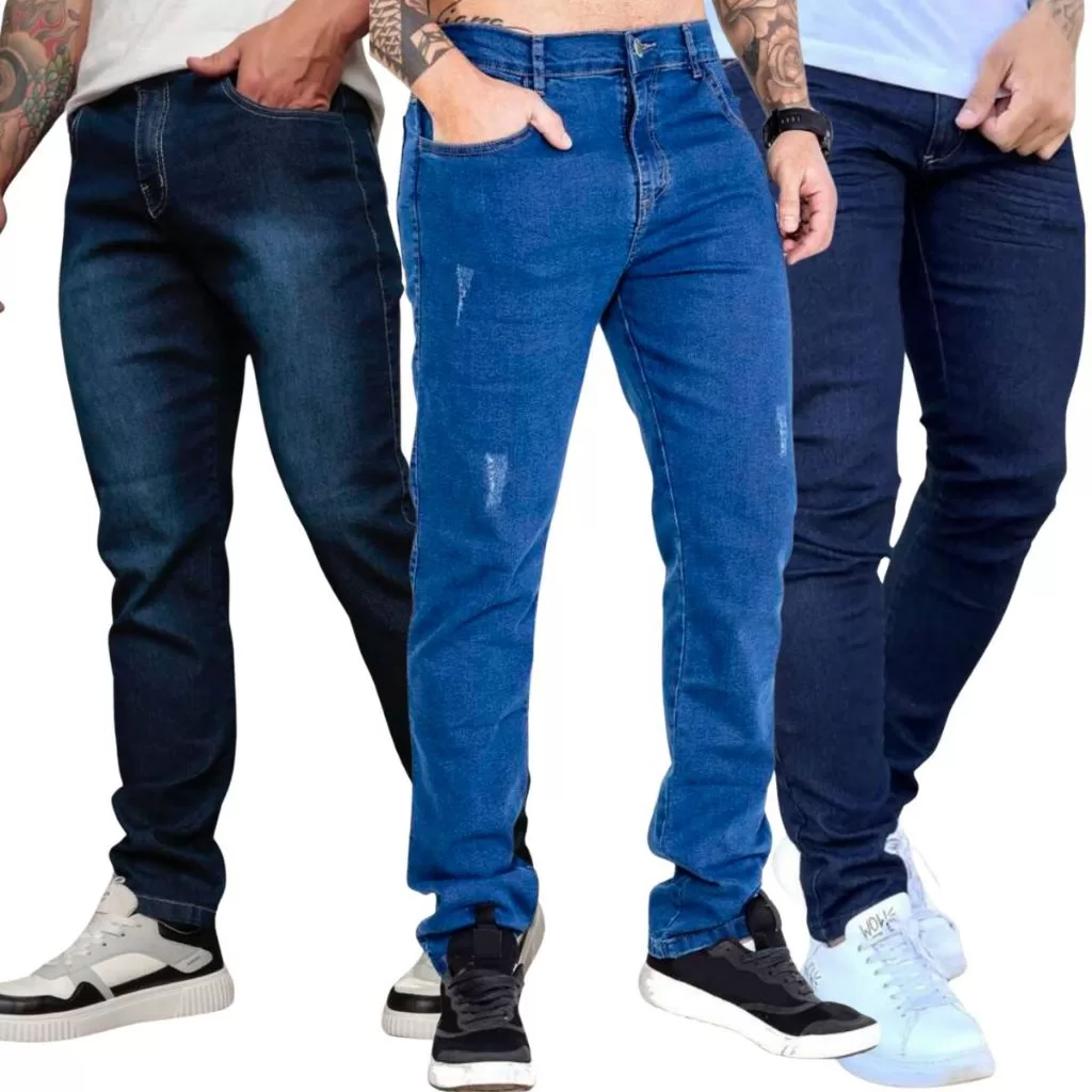 KIT 2 Calças Jeans Masculina Skinny C/ Lycra Elastano Casual Trabalho