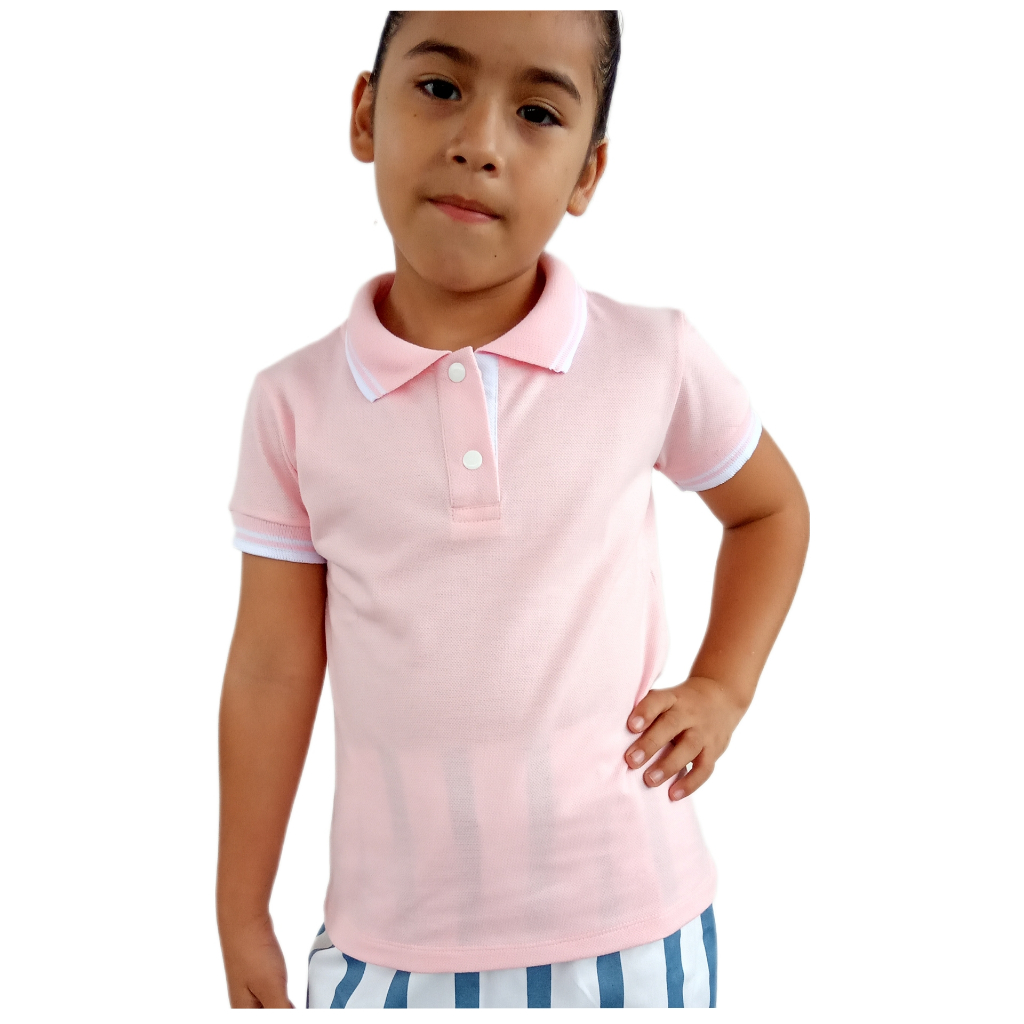 Camiseta infantil baby look gola tipo polo
