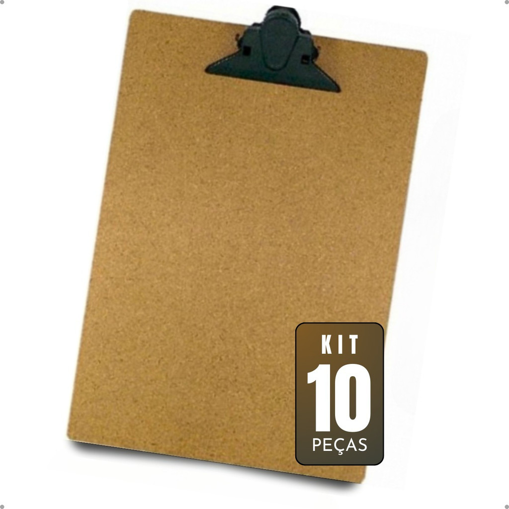 10 PRANCHETA MDF MADEIRA OFICIO A4 PORTÁTIL GARRA PLAST 5031