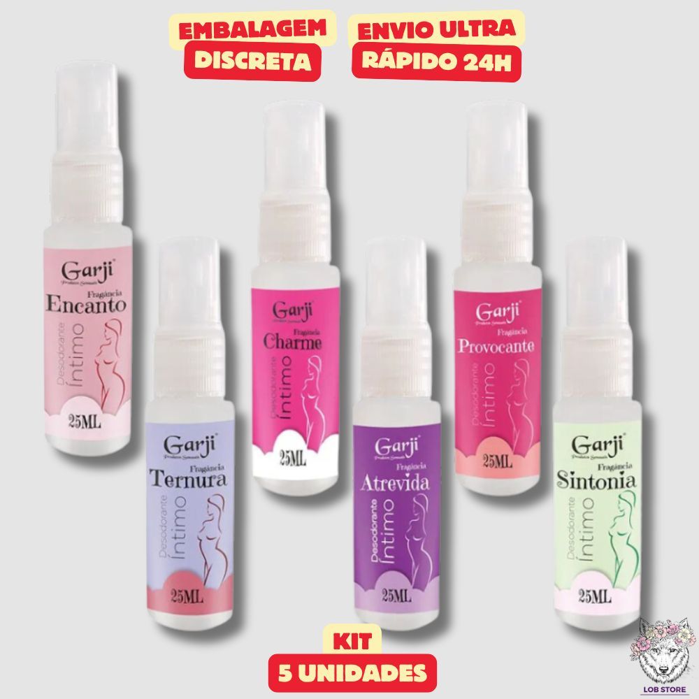 Kit 5 Unidades Desodorante Íntimo Spray Sensual Perfume Calcinha 25ml Garji – Sex Shop