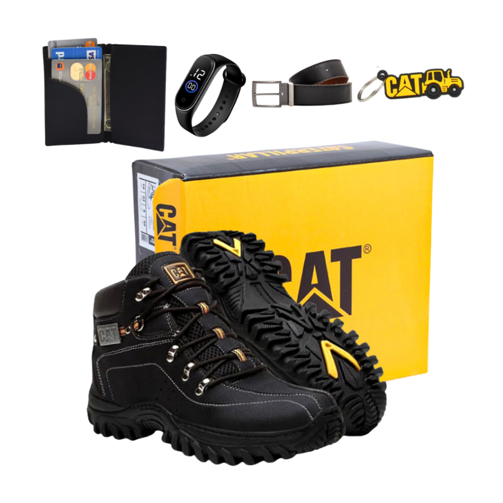 KIT Bota Botina Coturno Caterpillar Em Couro.