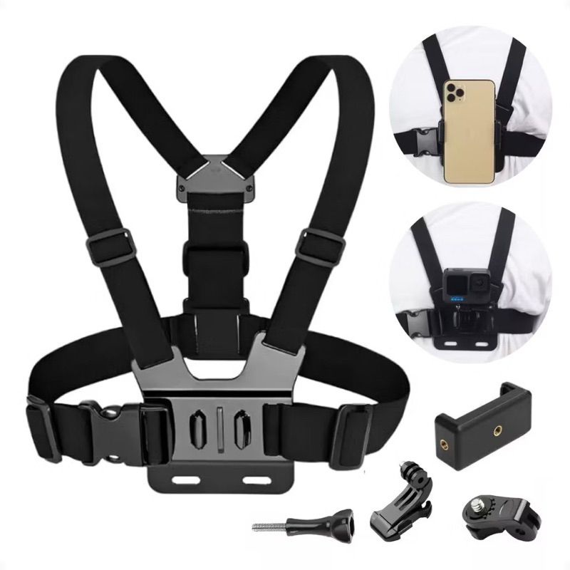 Suporte de Peito Para Celular e Gopro Peitoral Peito ajustável Câmera Esportivo Moto Bike-envio imed