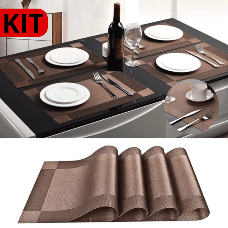 KIT 4 ou 6 Jogo Americano Metalizado em PVC Retang