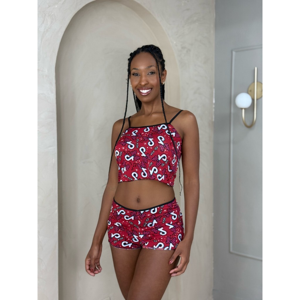 Pijama short dool baby Micro Estampado Blusa Curta Short Curto SAPEQUINHA