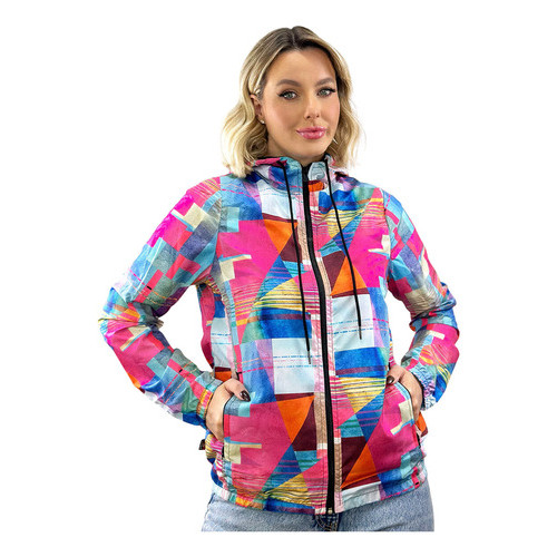 Jaqueta Corta Vento Feminina Estampada Casual Espo