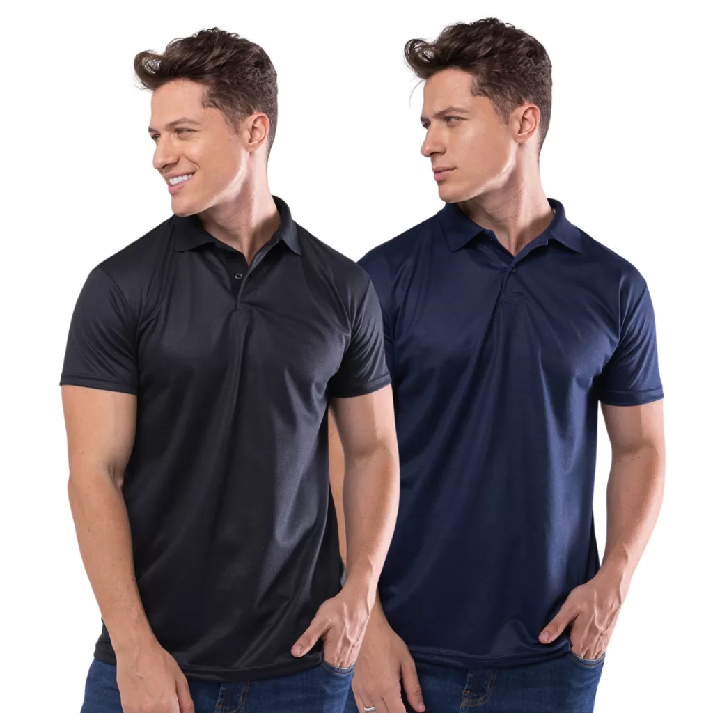 Kit Com 2 Camisas Polo Básicas Masculinas Poliéster Camiseta