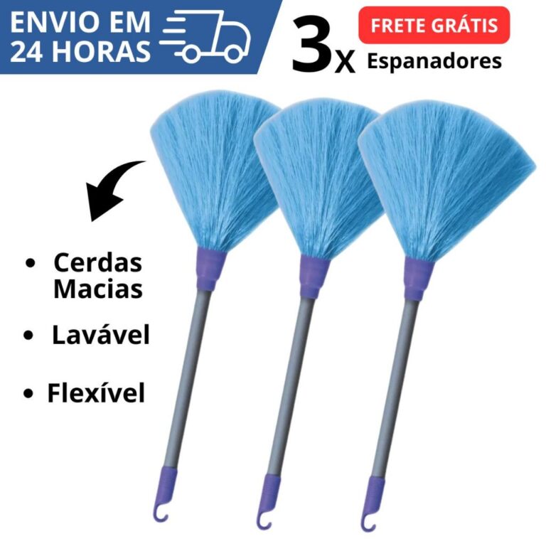 Kit 3 Espanadores Pó Fibra 36 Cm Limpa Poeira Mov