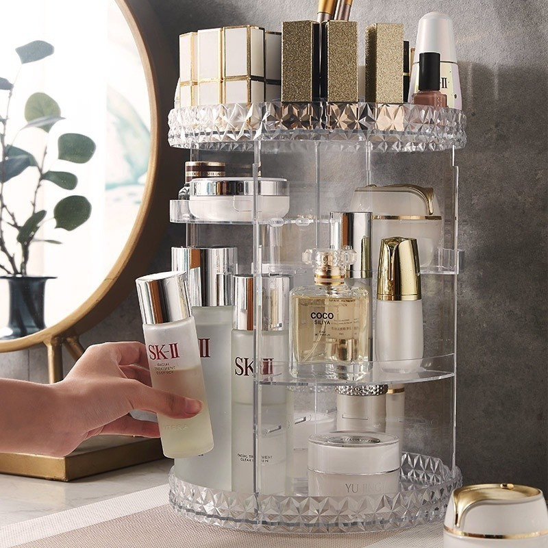 Organizador Giratório 360° Acrílico Para Maquiagem Cosméticos Suporte
