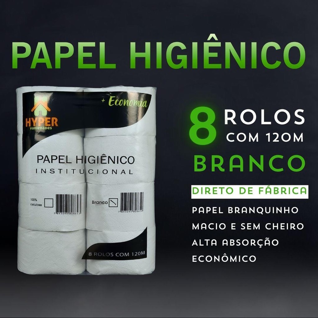 Papel Higiênico Rolão Institucional Big Grande Branco C/8 Rolos
