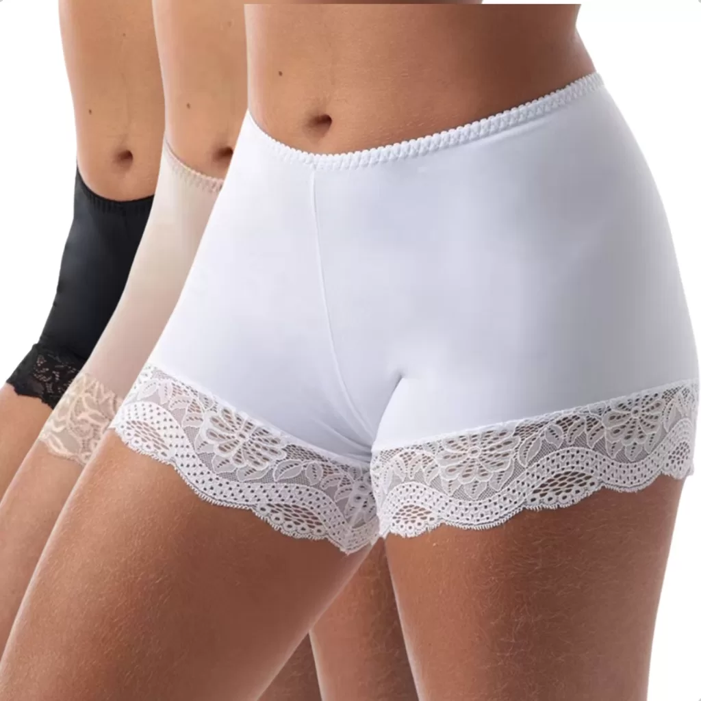 Kit 3 Anágua Short Segunda Pele Feminina Renda Bermuda Vestido Saia Saiote Moda Íntima Lingerie