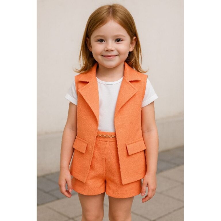 CONJUNTO INFANTIL MENINA COLETE E SHORT ALFAIATARI