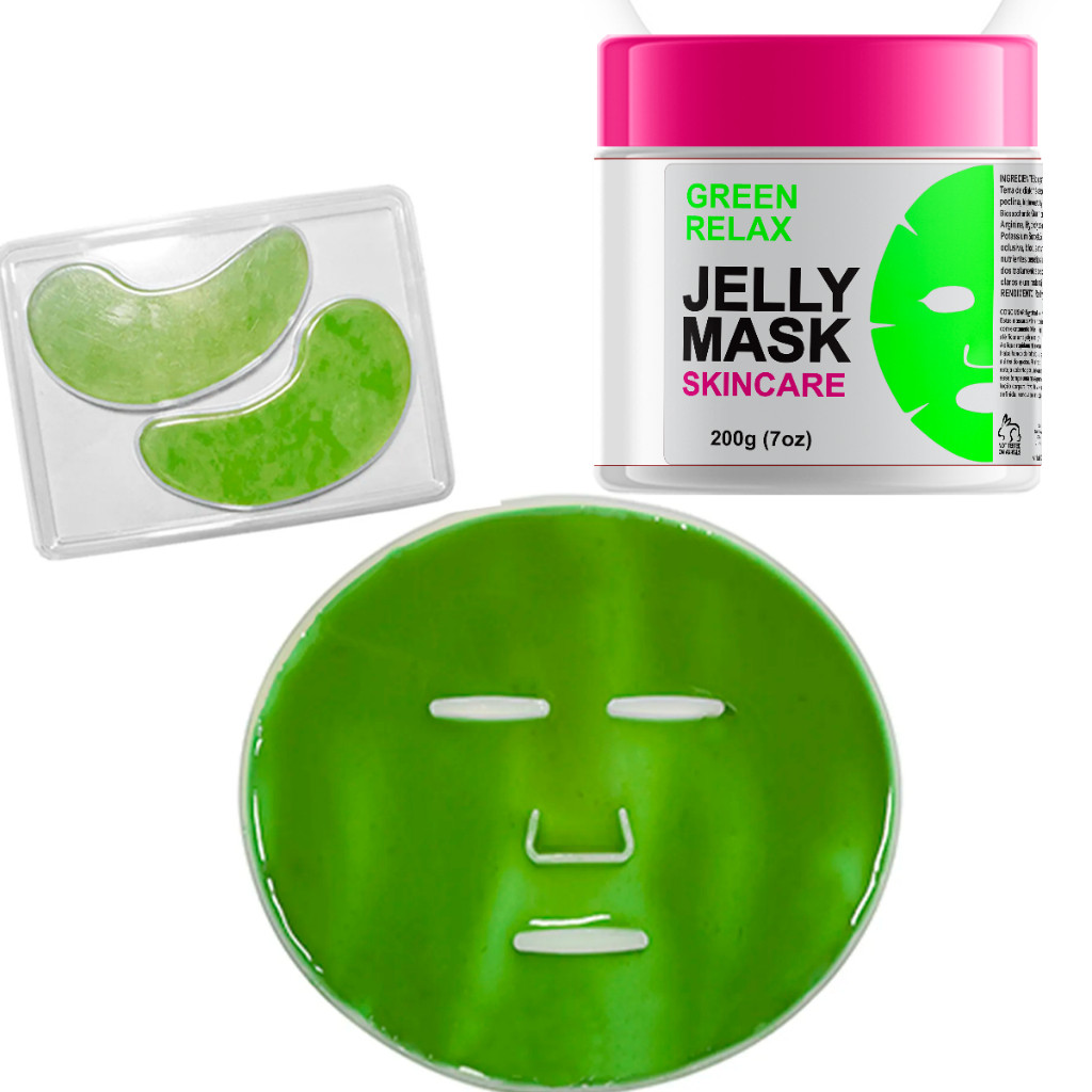 kit 1 pote de jelly mask + 2 moldes para o rosto e olhos