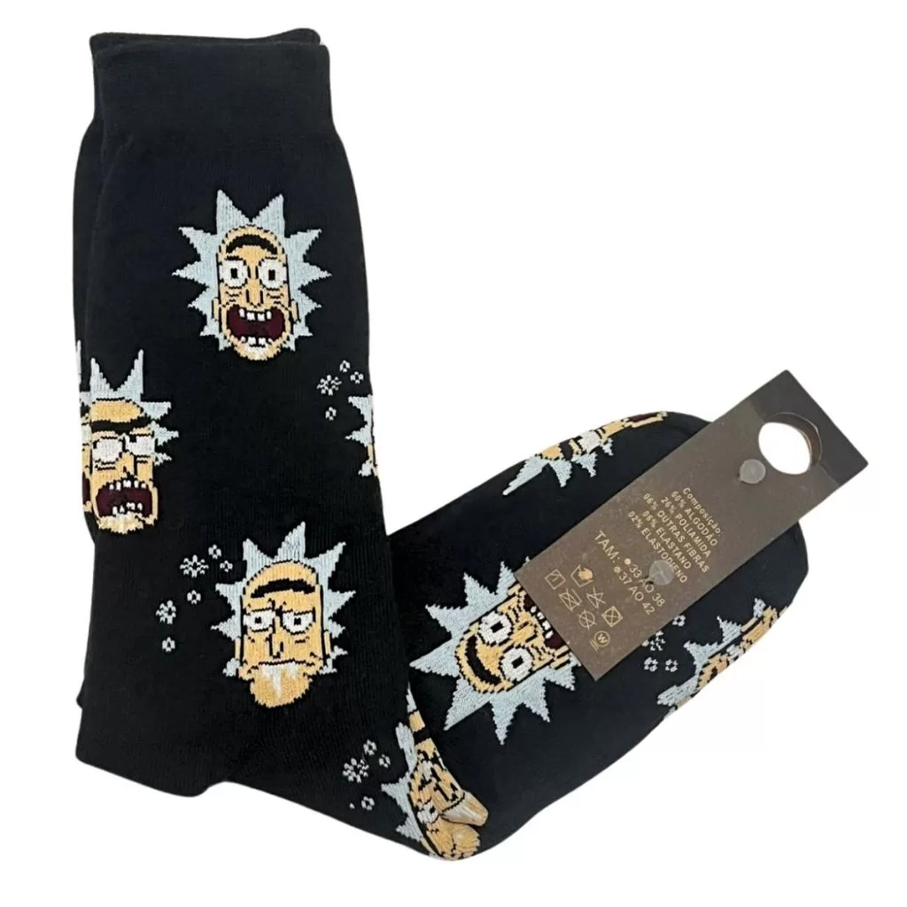 Meia Cano Alto Divertidas Hype Skate Rick And Mort