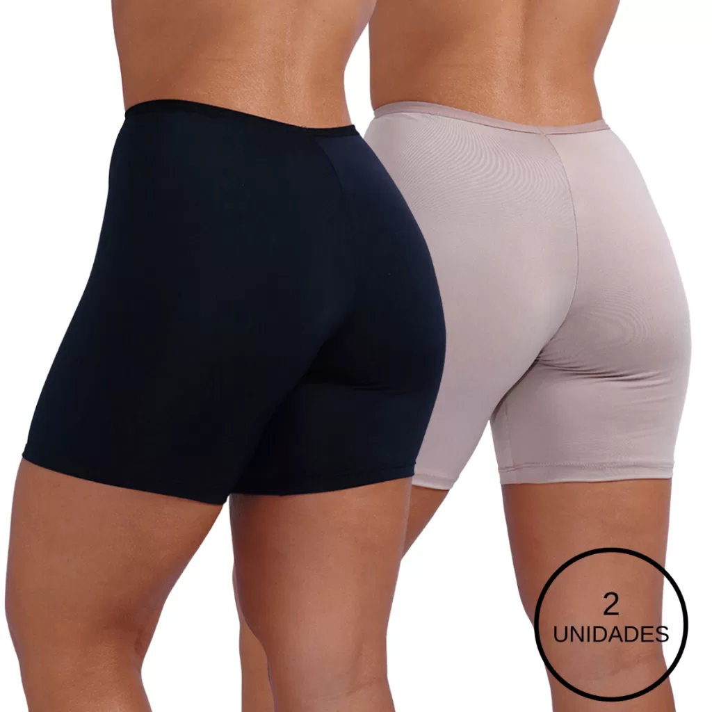 Kit 2 Short Anágua Meia Perna Liso Conforto Segunda Pele Feminino