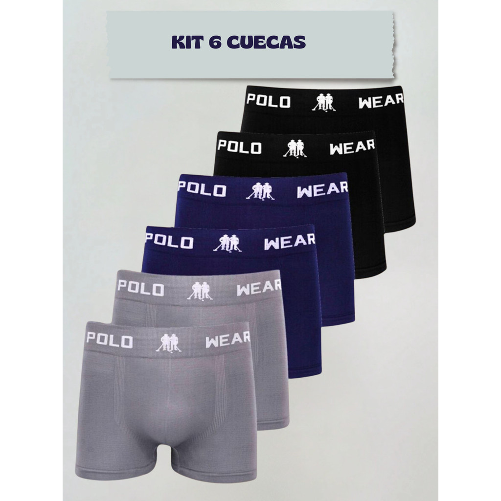 Kit 6 Cuecas Masculinas Boxer Microfibra Polo Wear PREMIUM