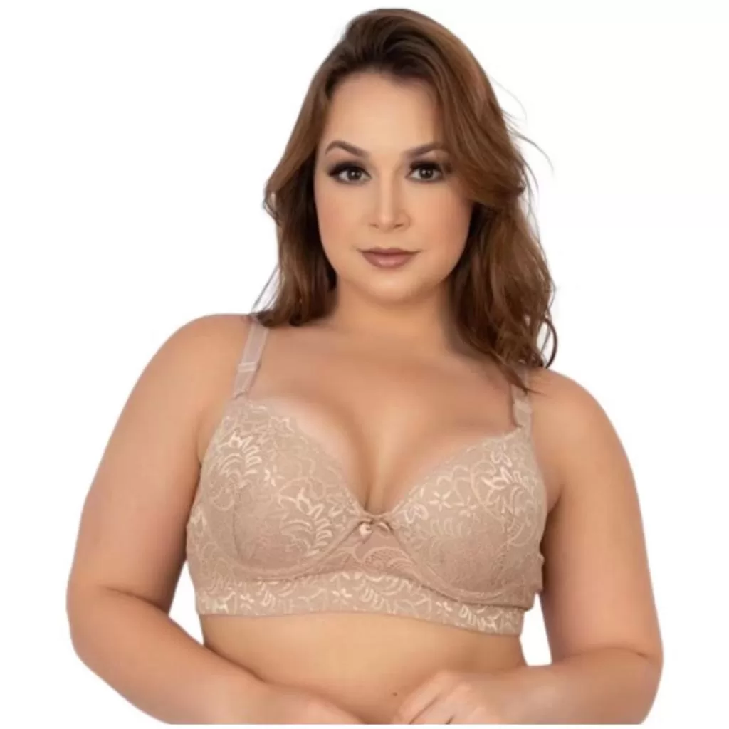 2 Sutiã Plus Size Reforçados com Renda Alça Larga Com Bojo