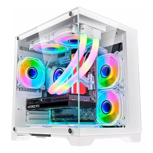 Gabinete Gamer Branco GB1791 4 fans RGB Micro-Atx 