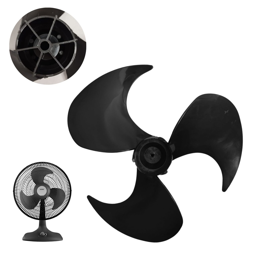 Hélice Para Ventilador 30cm Compatível Com Arno 3 Pás Preto