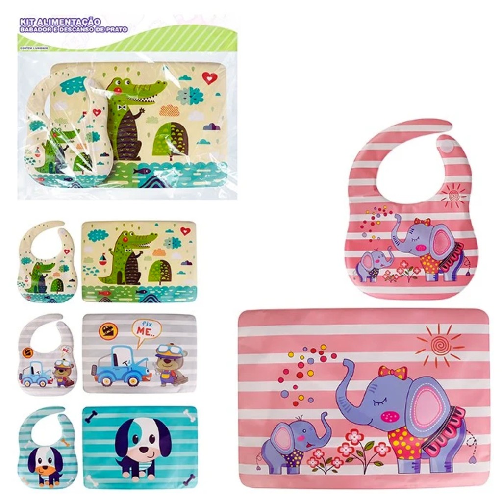 Babador e Descanso de Prato Infantil Fácil de Higienizar