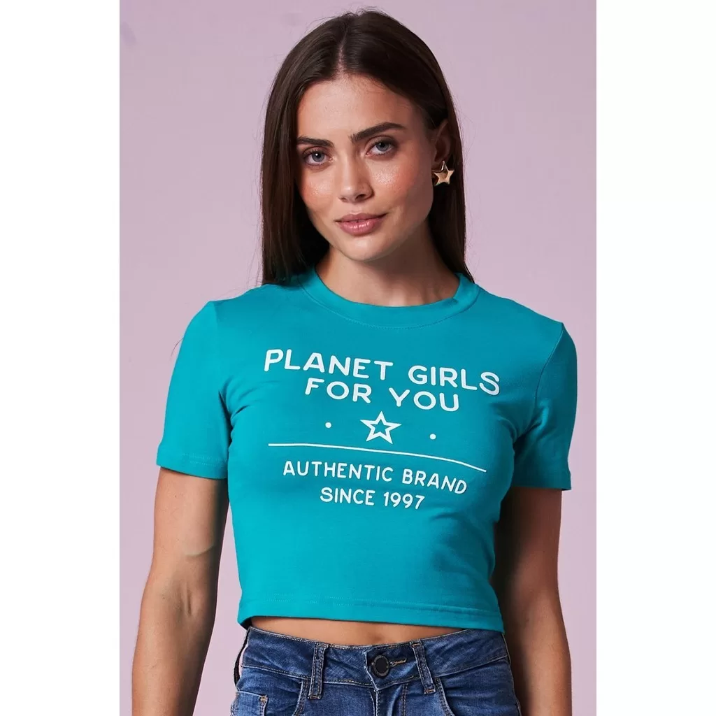 Blusa Cropped Since 1997 Planet Girls Verde