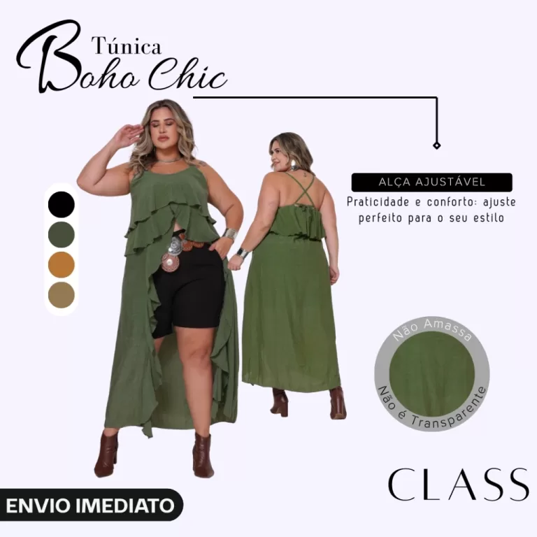 CLASS Túnica Bata Feminina Moda Boho Chic Elegant