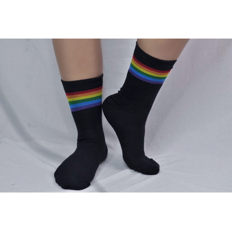 Meia LGBT  Gato Arco Ires Estampada Divertida Cano Médio Adulto Pronta  Entrega