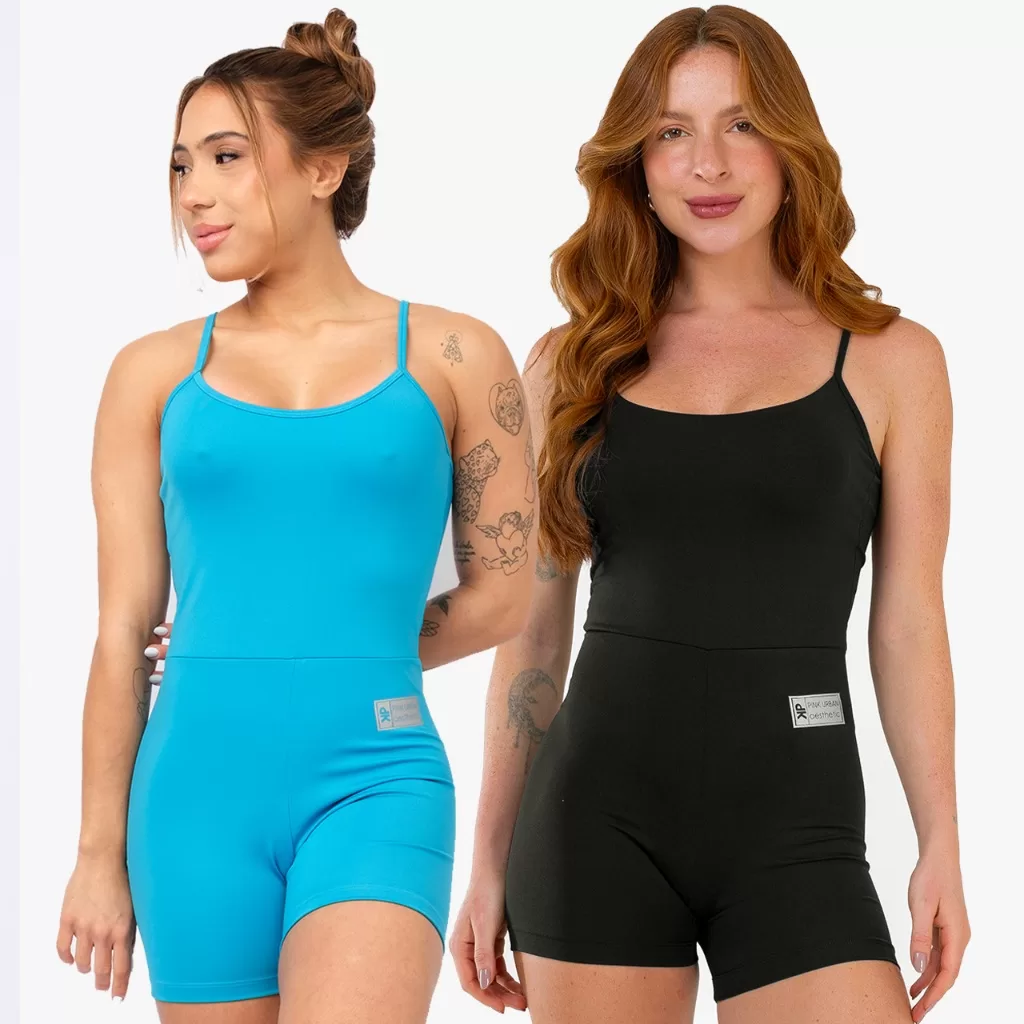 Kit 2 Macaquinhos Fitness Feminino Alça Fina Slim Academia Treino Zero Transparência Costas Nua