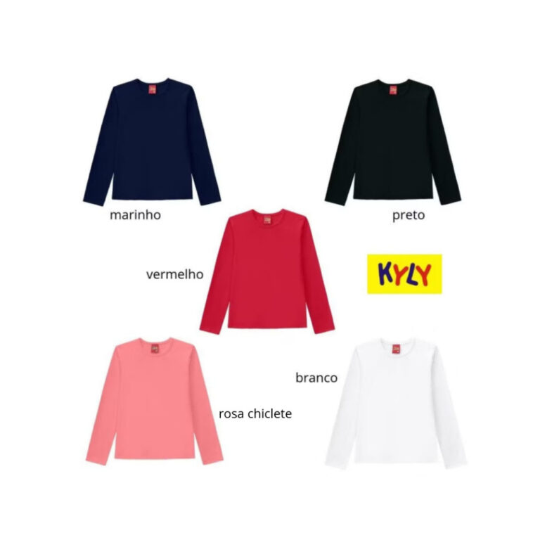 Blusa Infantil manga longa em cotton Menina Kyly t