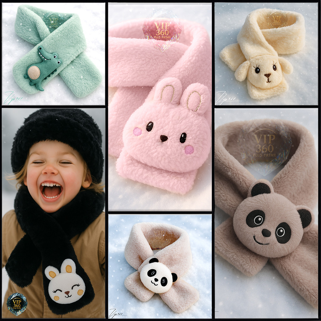 Cachecol Infantil de Pelúcia Bichinhos Fofos  Macio, Antialérgico eSuper Quentinho para o Inverno