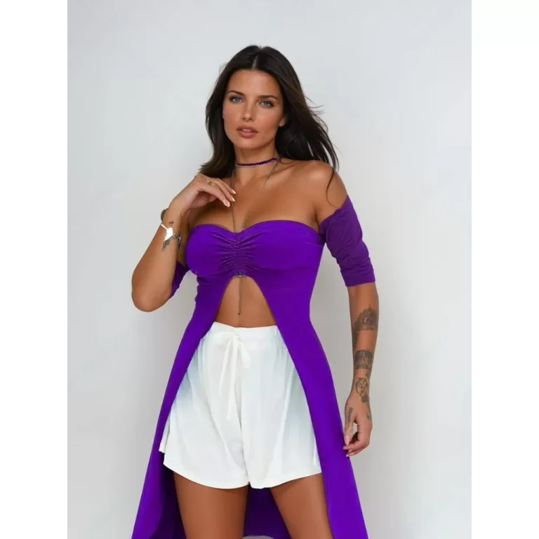Bata Feminina Longa Viscolycra com Fenda  Tamanho 