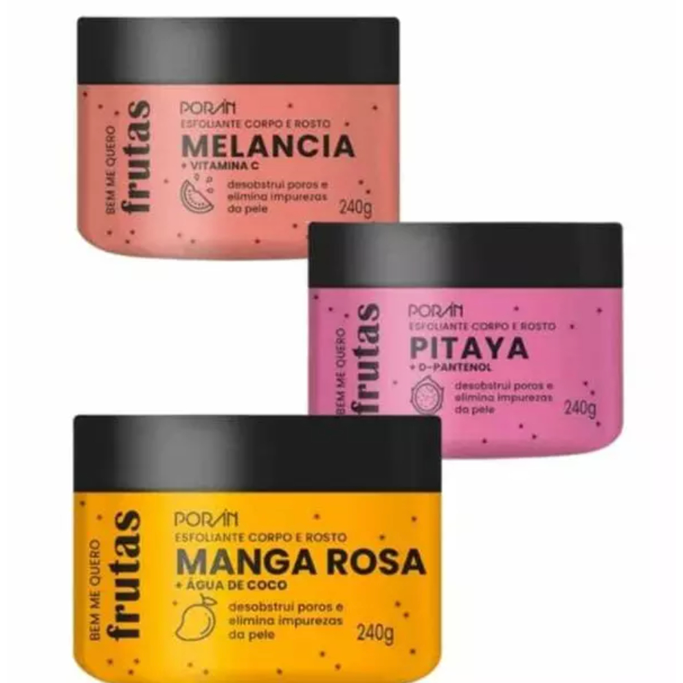 Esfoliante Corpo e Rosto de Frutas  240g Vegano Kiwi e Goiaba