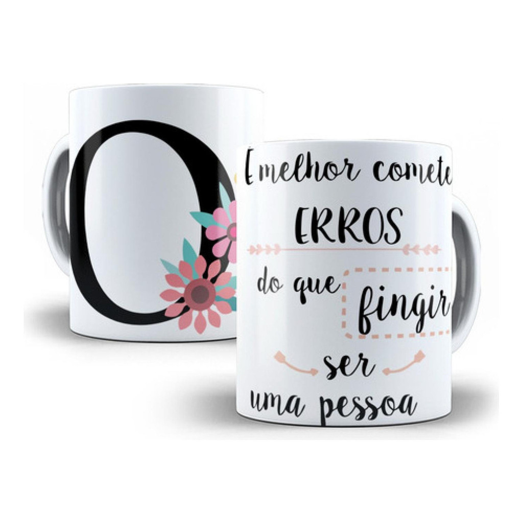 Caneca Alfabeto Floral Letra O