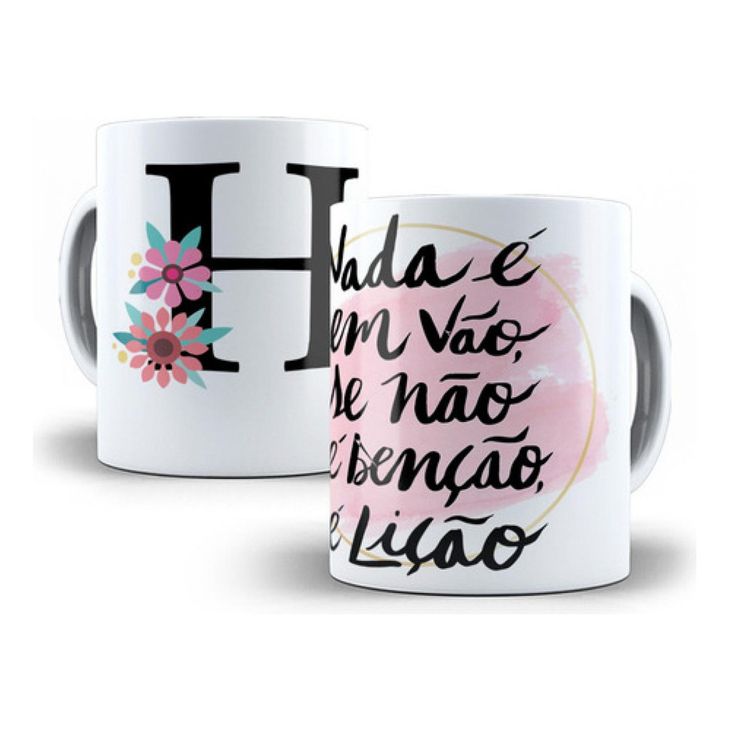 Caneca Alfabeto Floral Letra H