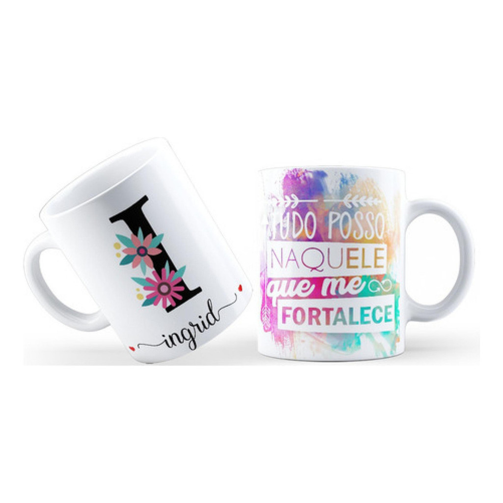 Caneca Alfabeto Floral Letra I