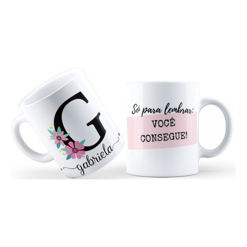 Caneca Alfabeto Floral Letra G