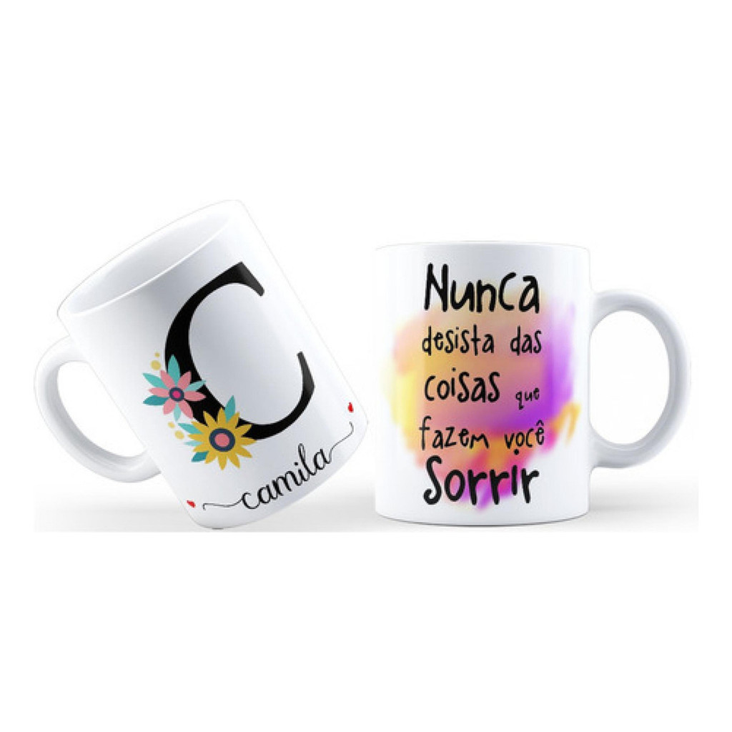 Caneca Alfabeto Floral Letra C