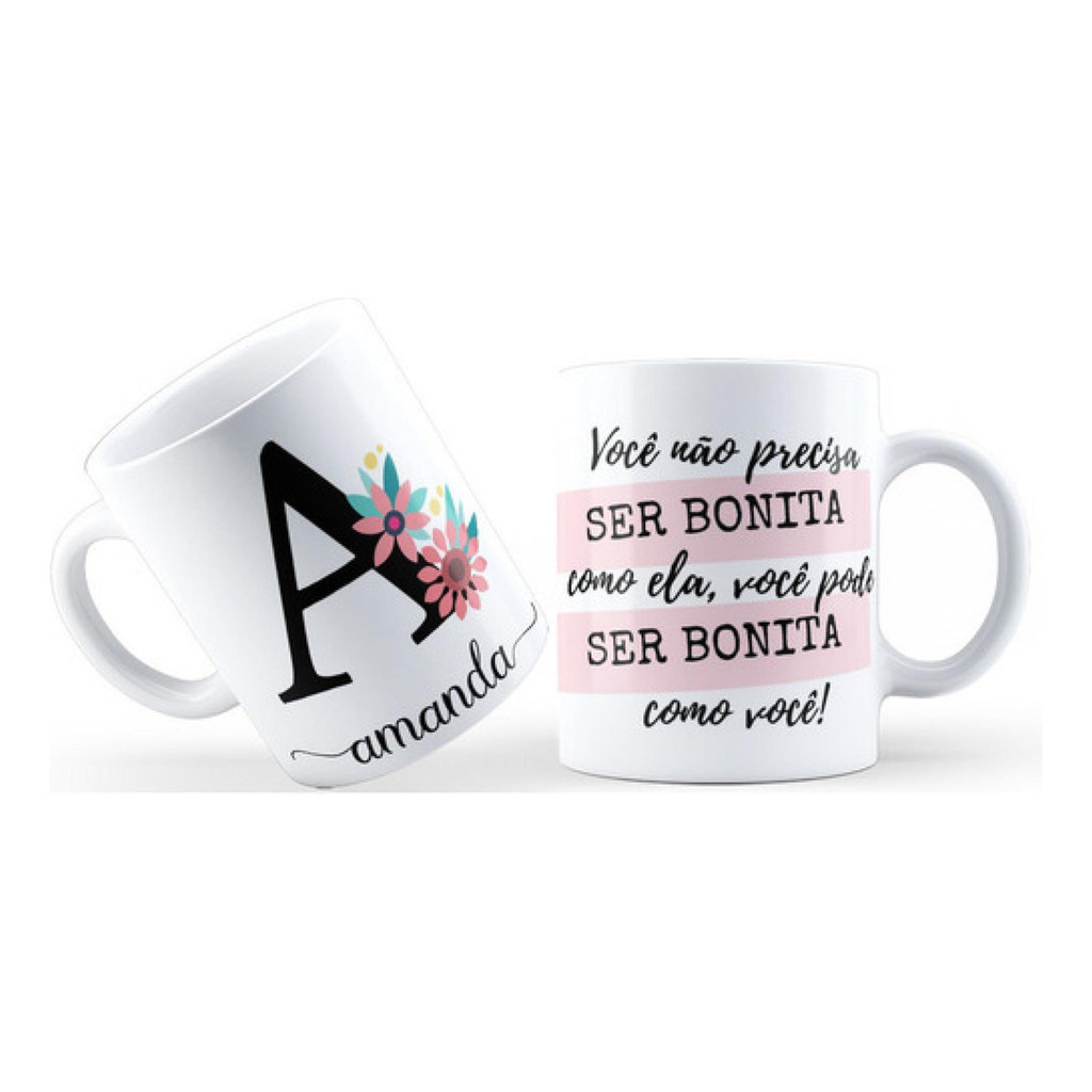 Caneca Alfabeto Floral Letra A