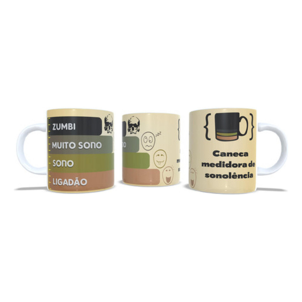 Caneca Xícara De Café Medidor De Sonolência 325 Ml Com Caixa