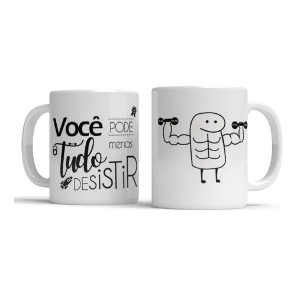 Caneca De Porcelana 325ml Você Pode Tudo Menos Desistir